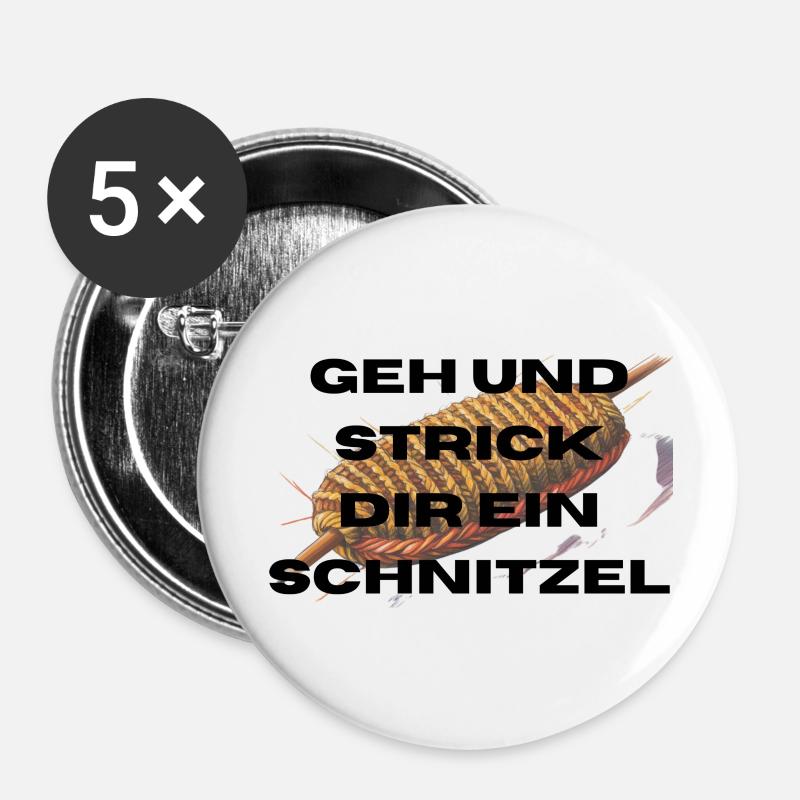 Go and knit yourself a schnitzel - Buttons large 2.2''/56 mm (5-pack) - white