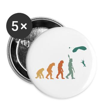 Evolution Retro Gleitschirmfliegen - Buttons groß 56 mm (5er Pack) - Weiß - Vorne