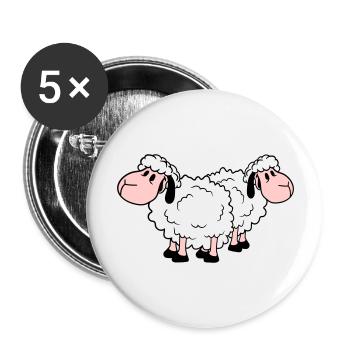 Zwei Schafe Freunde Team Crew Süß Klein Baby Lieb - Buttons groß 56 mm (5er Pack) - Weiß - Vorne