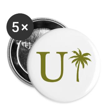 Buchstabe u Grüne Palme - Buttons groß 56 mm (5er Pack) - Weiß - Vorne