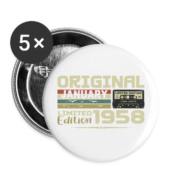 January 1958 | January 1958 Birthday Gift - Buttons large 2.2''/56 mm (5-pack) - white - Front