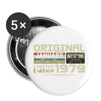 Januar 1979 | Januar 1979 Geburtstagsgeschenk - Buttons groß 56 mm (5er Pack) - Weiß - Vorne