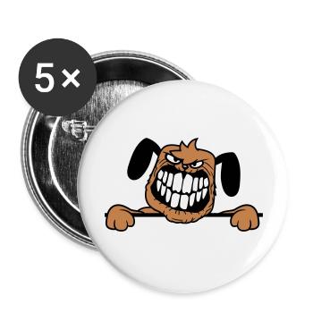 chien monstre méchant dangereux dents sourire sourire - Lot de 5 grands badges (56 mm) - blanc - Devant