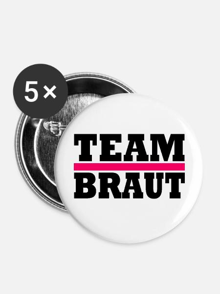 Team braut - Buttons groß 56 mm (5er Pack) - Weiß