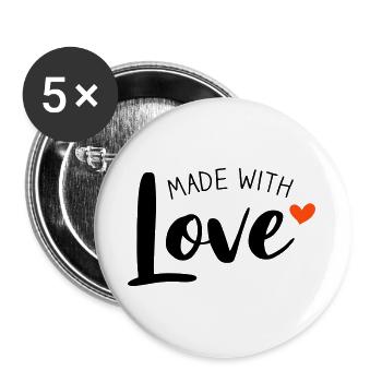 Made With Love zweifarbig - Buttons groß 56 mm (5er Pack) - Weiß - Vorne