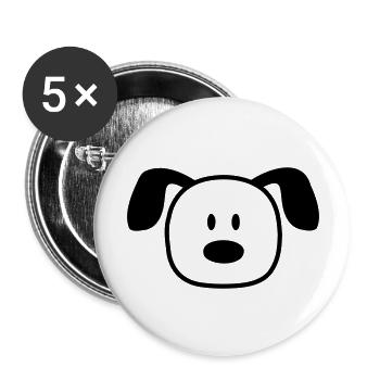 Hund Gesicht Kleines Glückliches Haustier Kopf Süß - Buttons groß 56 mm (5er Pack) - Weiß - Vorne