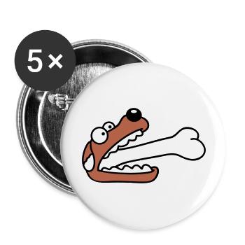 Chien Avide Affamé Gros Os Avalé - Lot de 5 grands badges (56 mm) - blanc - Devant