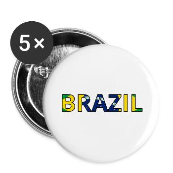 Brazil Flag - Buttons large 2.2''/56 mm (5-pack) - white - Front
