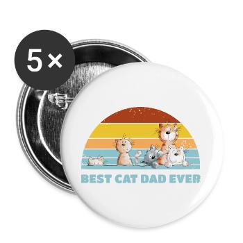 Best Cat Dad Katzen Papa Vintage Katzenliebhaber - Buttons groß 56 mm (5er Pack) - Weiß - Vorne