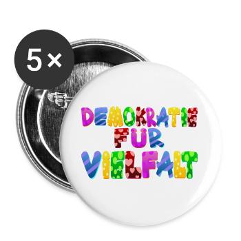 AfD stoppen gegen rechts Demokratie Vielfalt links - Buttons groß 56 mm (5er Pack) - Weiß - Vorne