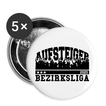 Aufsteiger 2025 Bezirksliga Aufstieg Fußball - Buttons groß 56 mm (5er Pack) - Weiß - Vorne