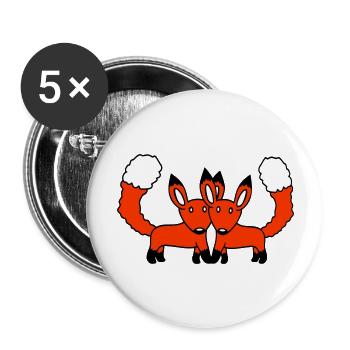 2 Foxes Couple In Love Two Friends Love Team Cute - Buttons large 2.2''/56 mm (5-pack) - white - Front