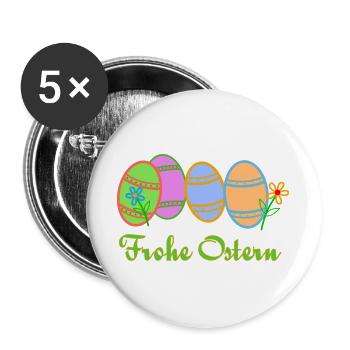 Ostereier zu Ostern - Buttons groß 56 mm (5er Pack) - Weiß - Vorne