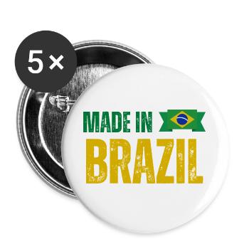 Made in Brazil, Brazilian pride - Buttons large 2.2''/56 mm (5-pack) - white - Front