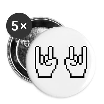rock pixel hände - Buttons groß 56 mm (5er Pack) - Weiß - Vorne