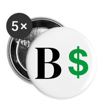 Buchstabe b Dollar - Buttons groß 56 mm (5er Pack) - Weiß - Vorne