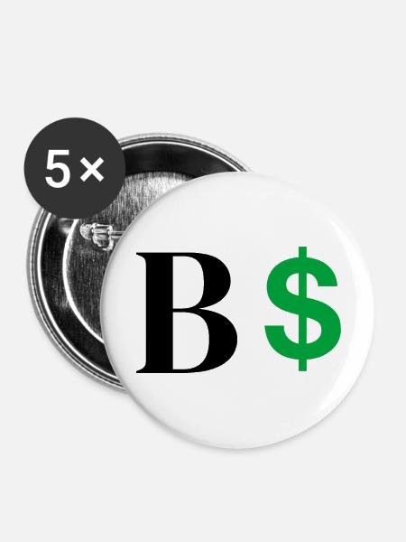 Buchstabe b Dollar - Buttons groß 56 mm (5er Pack) - Weiß