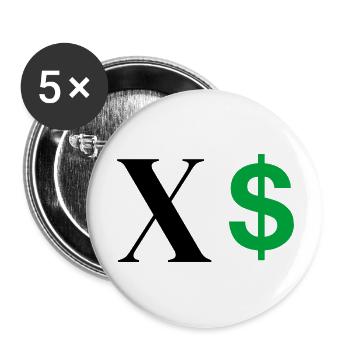 Letter x dollar - Buttons large 2.2''/56 mm (5-pack) - white - Front