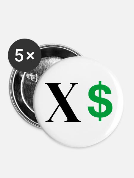 Buchstabe x Dollar - Buttons groß 56 mm (5er Pack) - Weiß
