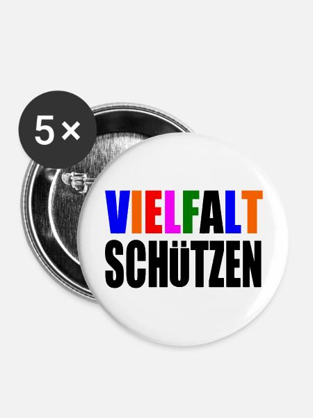 vielfalt schützen - Buttons groß 56 mm (5er Pack) - Weiß