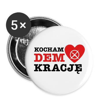 Kocham Demokrację - Buttons groß 56 mm (5er Pack) - Weiß - Vorne