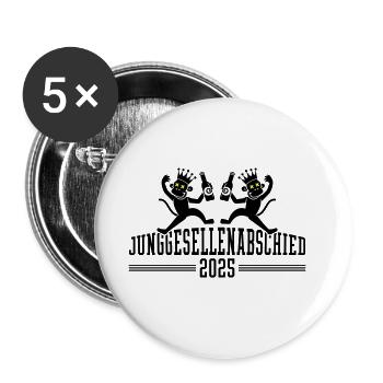 Junggesellenabschied 2025 Jga Party - Buttons groß 56 mm (5er Pack) - Weiß - Vorne