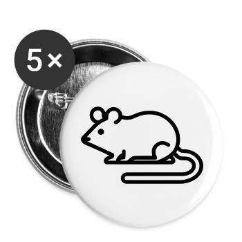 Charming Minimalist Mouse Icon for All Occasions - Buttons groß 56 mm (5er Pack) - Weiß - Vorne