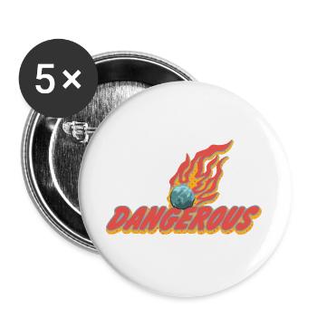 Gefährlich – Flammender Meteor Statement - Buttons groß 56 mm (5er Pack) - Weiß - Vorne