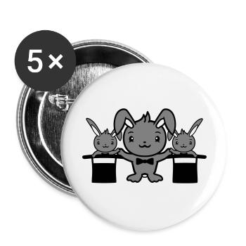 Bunnies Wizard Chapeau Haut de forme Enfants 2 Bébés Magie - Lot de 5 grands badges (56 mm) - blanc - Devant