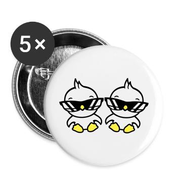 2 Birds Sunglasses Cool Sitting Two Friends Crew - Buttons large 2.2''/56 mm (5-pack) - white - Front