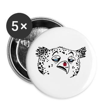Owl and ladybug - Buttons large 2.2''/56 mm (5-pack) - white - Front