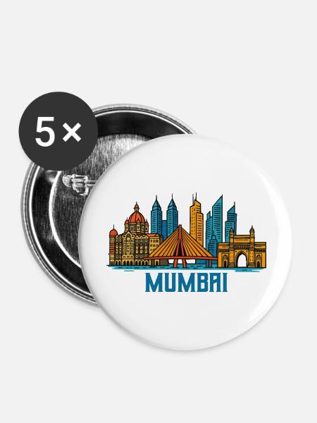 mumbai indien city - Buttons groß 56 mm (5er Pack) - Weiß