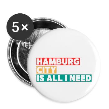 Hamburg City is all i need - Buttons groß 56 mm (5er Pack) - Weiß - Vorne