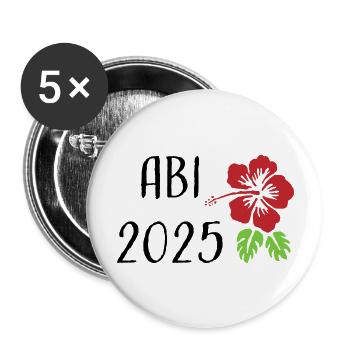 Tshirt ABI 2025 Abitur schwarz - Buttons groß 56 mm (5er Pack) - Weiß - Vorne