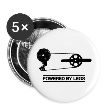 Powered by Legs – Entraînement à vélo de route pour les cyclistes - Lot de 5 grands badges (56 mm) - blanc - Devant