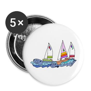 Sailboat - Buttons large 2.2''/56 mm (5-pack) - white - Front