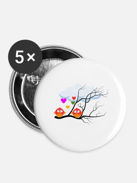 Vogerlliebe rosa rosa - Buttons groß 56 mm (5er Pack) - Weiß
