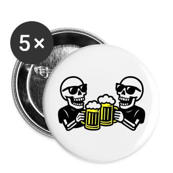 Skelett Party Bier Team - Buttons groß 56 mm (5er Pack) - Weiß - Vorne