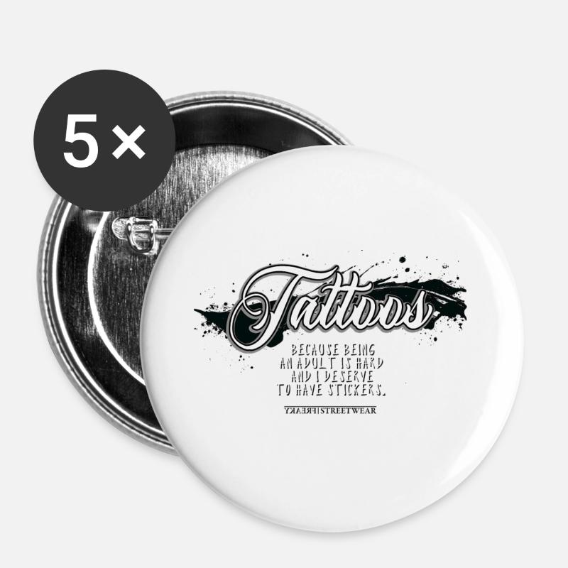 Tattoos - Buttons large 2.2''/56 mm (5-pack) - white
