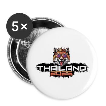 Thailand 2025 Party Fuchs - Buttons groß 56 mm (5er Pack) - Weiß - Vorne