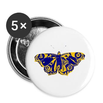 Blue-yellow butterfly – symbol of lightness - Buttons large 2.2''/56 mm (5-pack) - white - Front