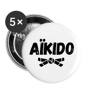 Aikido Black Belt Ceinture Noire - Buttons large 2.2''/56 mm (5-pack) - white - Front