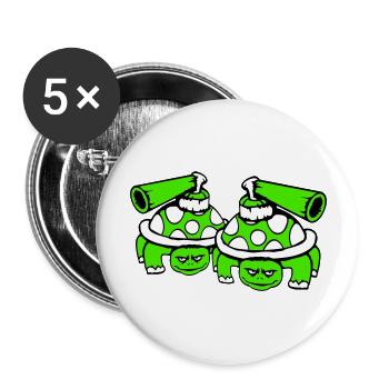 2 Turtles Tank Gun Shooting War Attack - Buttons large 2.2''/56 mm (5-pack) - white - Front