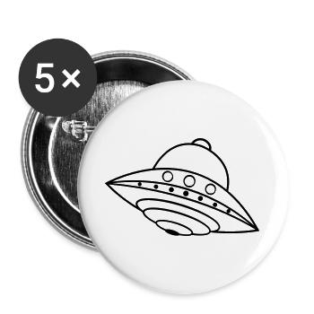 UFO Alien Ship Space Doodle - Buttons large 2.2''/56 mm (5-pack) - white - Front