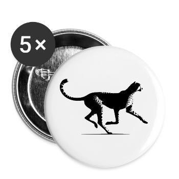 Guépard - Lot de 5 grands badges (56 mm) - blanc - Devant