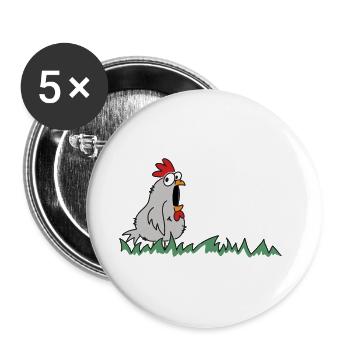 Poule Diva de la Ferme - Lot de 5 grands badges (56 mm) - blanc - Devant