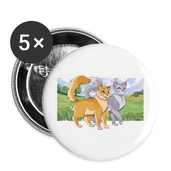 Bristlefrost Rootspring Katzen Feuerstern schön - Buttons groß 56 mm (5er Pack) - Weiß - Vorne