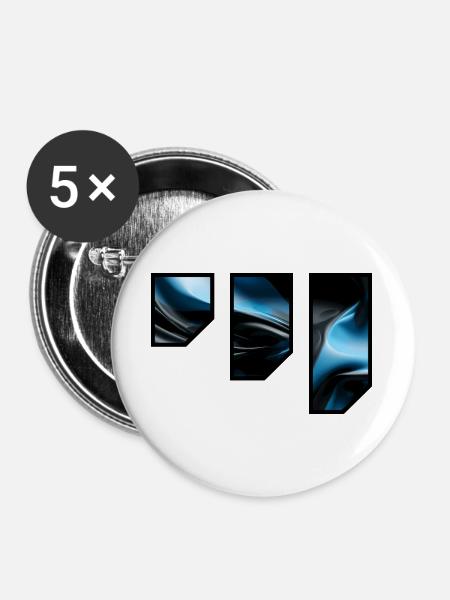 Fließendes Blau Schwarz Abstraktes Muster - Buttons groß 56 mm (5er Pack) - Weiß