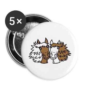 2 Chevaux Équipe Poney Poulain Couple Amoureux Amis - Lot de 5 grands badges (56 mm) - blanc - Devant