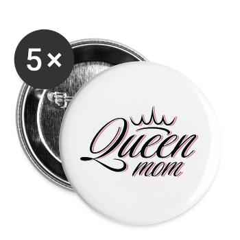 Mother of the Pink and Gold Queen - Buttons large 2.2''/56 mm (5-pack) - white - Front